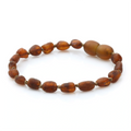 Cognac Baltic amber olive baby bracelet, 15cm