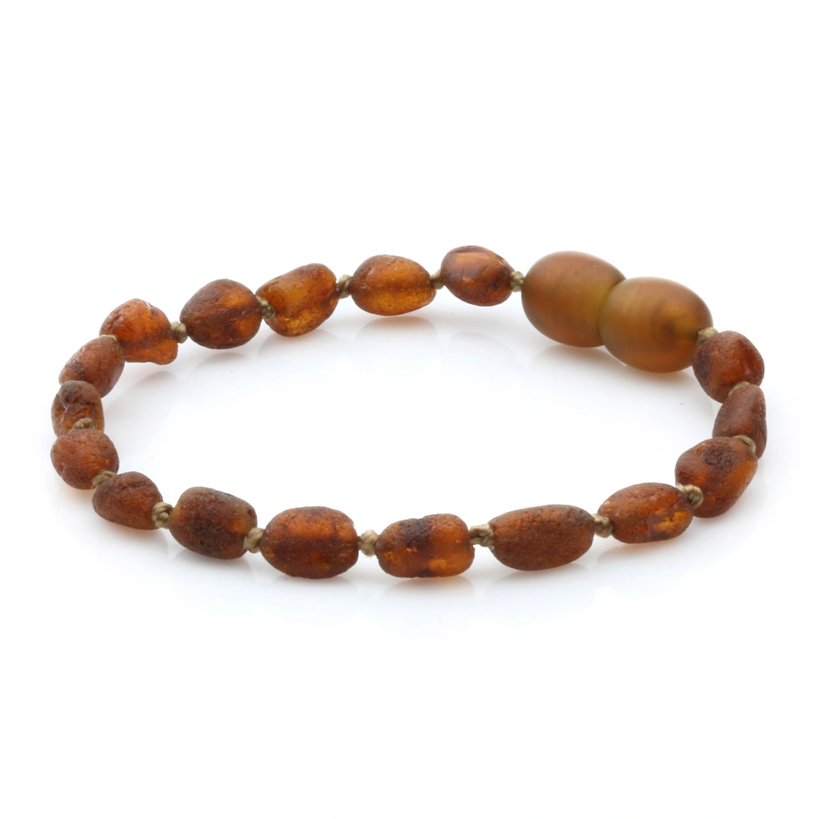 Baltic Amber Teething Bracelet. Olive Cognac Rough 5mm - OL35