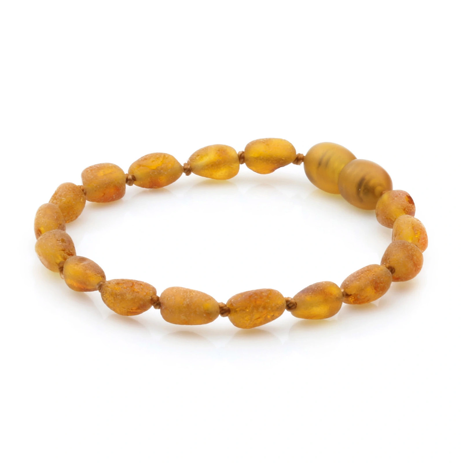 Baltic Amber Teething Bracelet. Olive Light Cognac Rough 5mm - OL34
