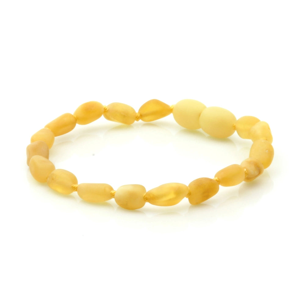 Baltic Amber Teething Bracelet. Olive Milky Yellow Matte 5mm - OL30