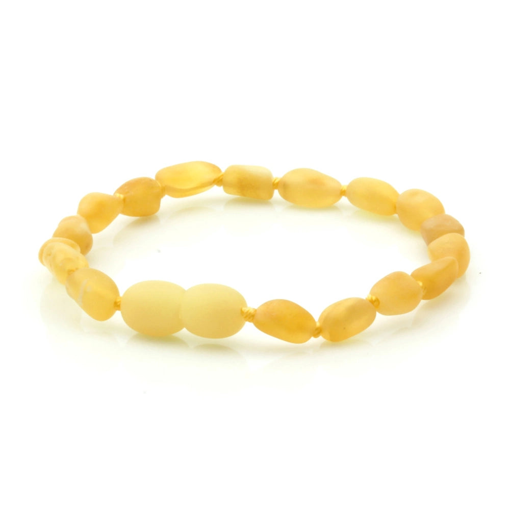 Baltic Amber Teething Bracelet. Olive Milky Yellow Matte 5mm - OL30