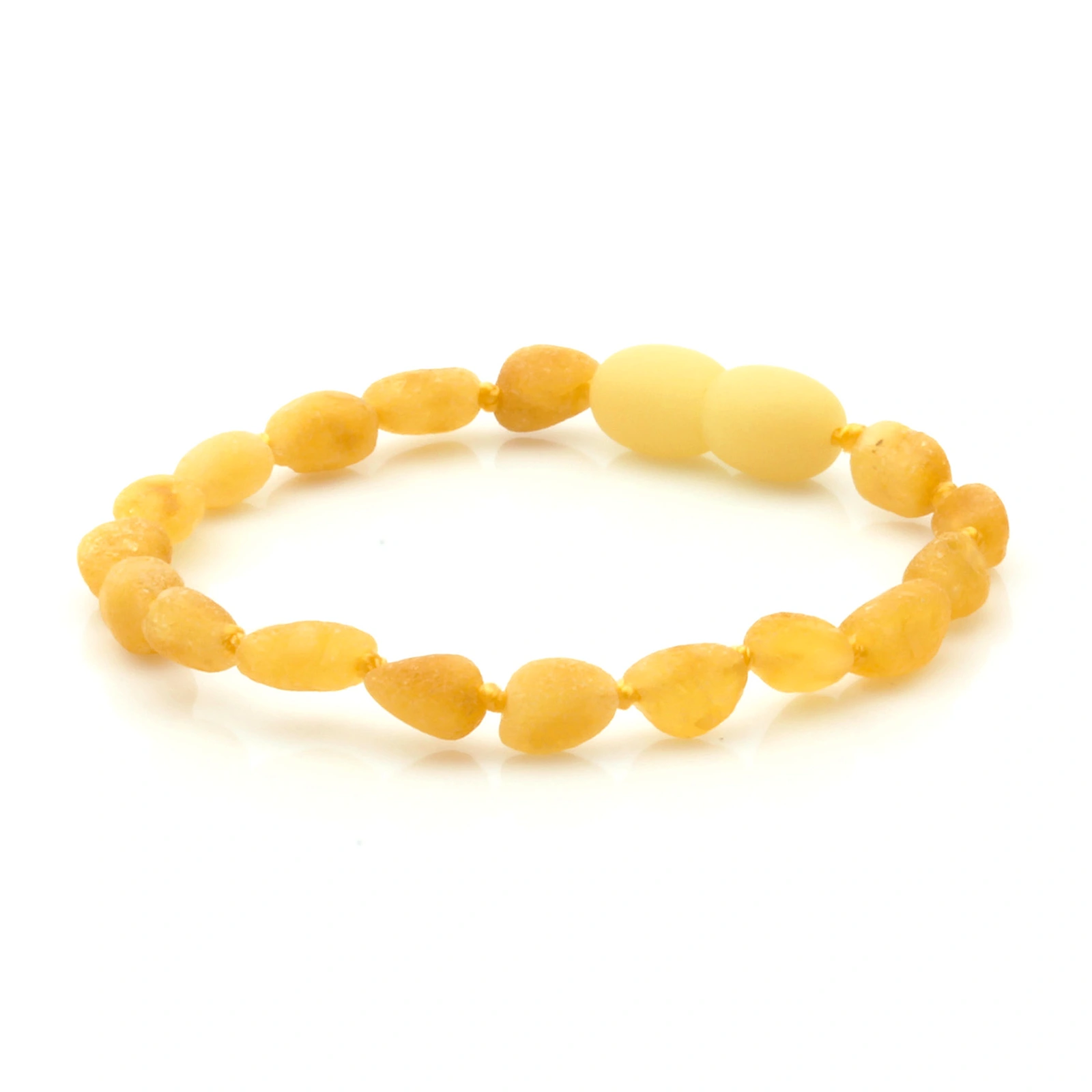 Baltic Amber Teething Bracelet. Olive Milky Yellow Rough 5mm - OL37