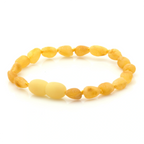 Baltic Amber Teething Bracelet. Olive Milky Yellow Rough 5mm - OL37