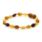 Baltic Amber Teething Bracelet. Olive Multicolor Matte 5mm - OL26