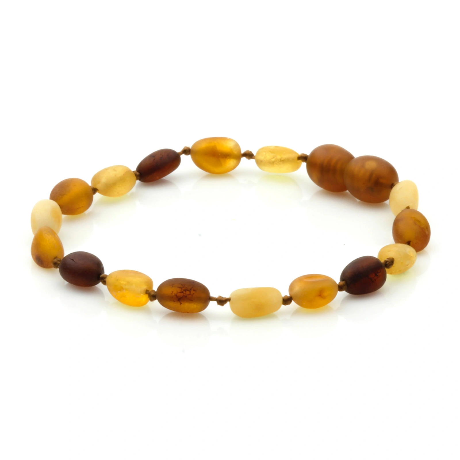Baltic Amber Teething Bracelet. Olive Multicolor Matte 5mm - OL26