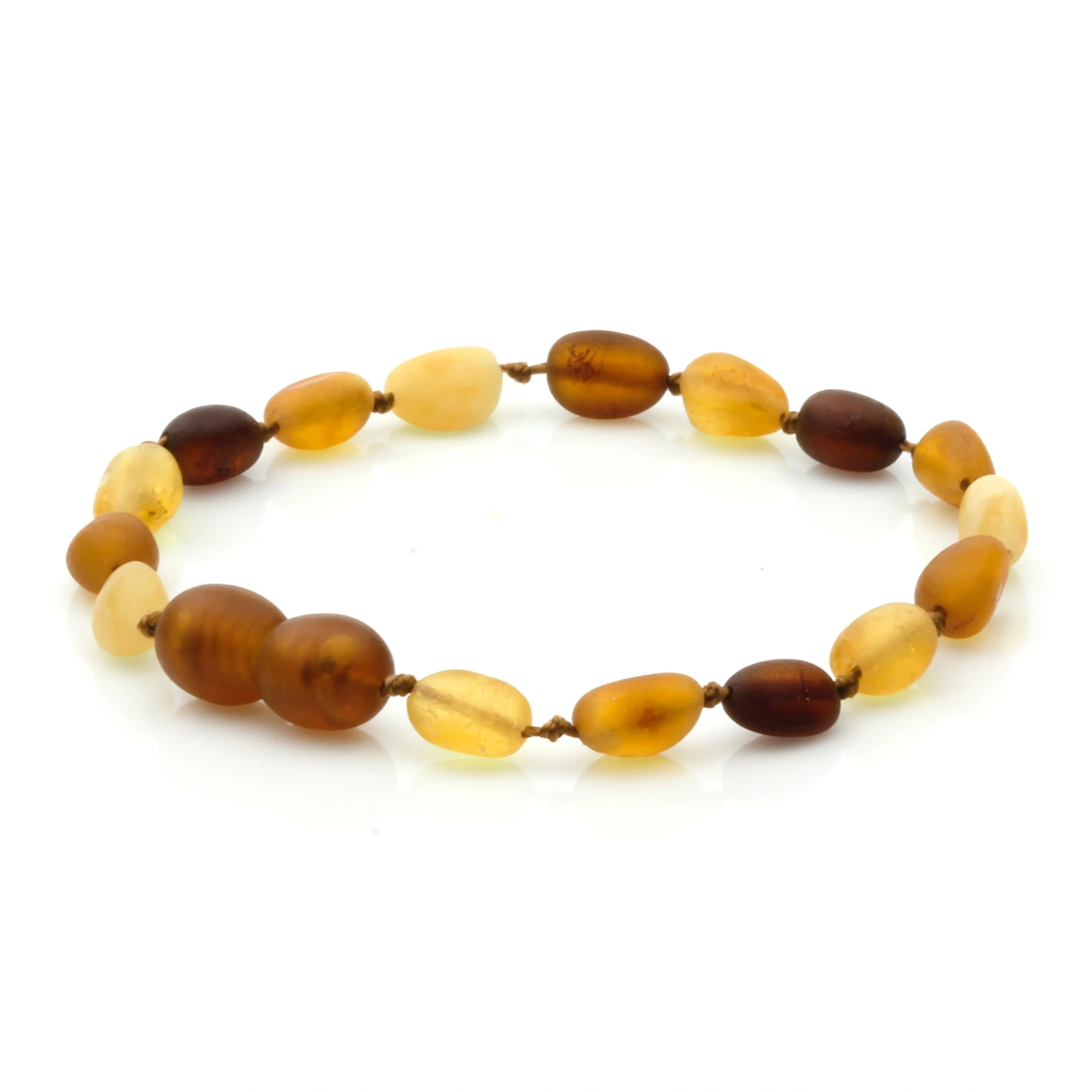 Baltic Amber Teething Bracelet. Olive Multicolor Matte 5mm - OL26