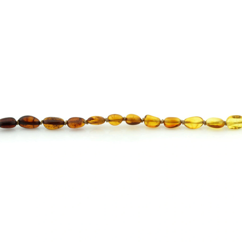 Baltic Amber Teething Bracelet. Olive Rainbow Glossy 5mm - OL19