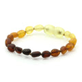 Rainbow Baltic amber olive baby bracelet, 15cm