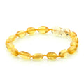 Yellow Baltic amber olive baby bracelet, 15cm