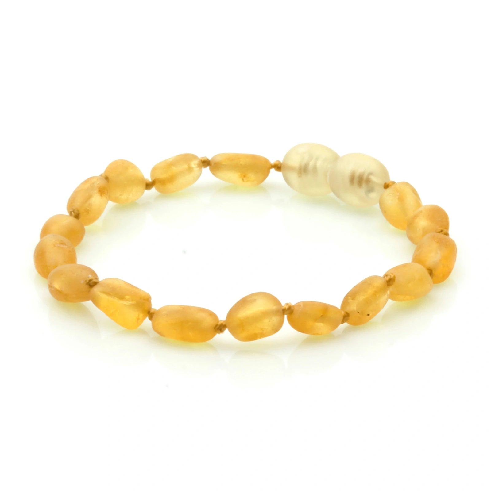 Baltic Amber Teething Bracelet. Olive Yellow Matte 5mm - OL31