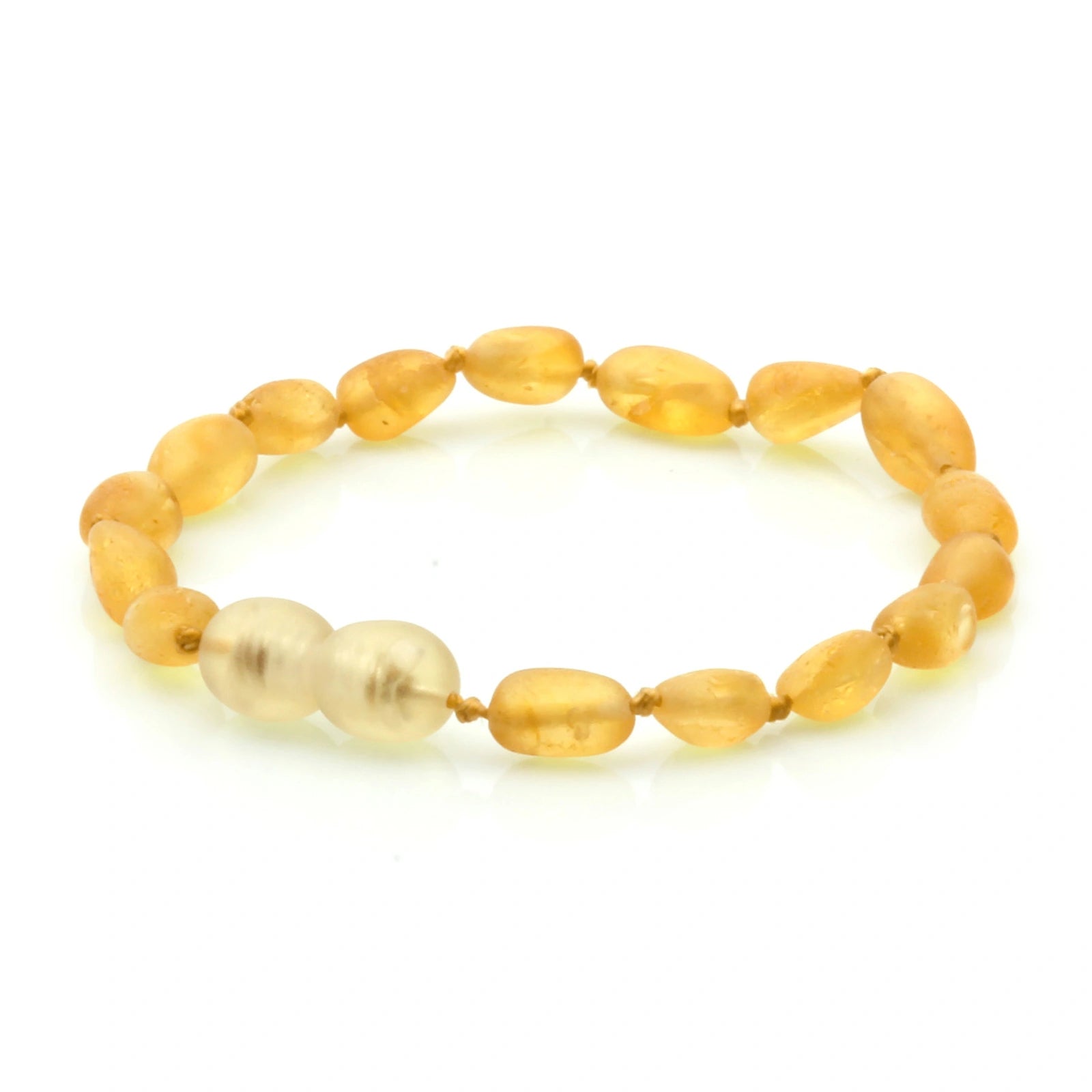 Baltic Amber Teething Bracelet. Olive Yellow Matte 5mm - OL31