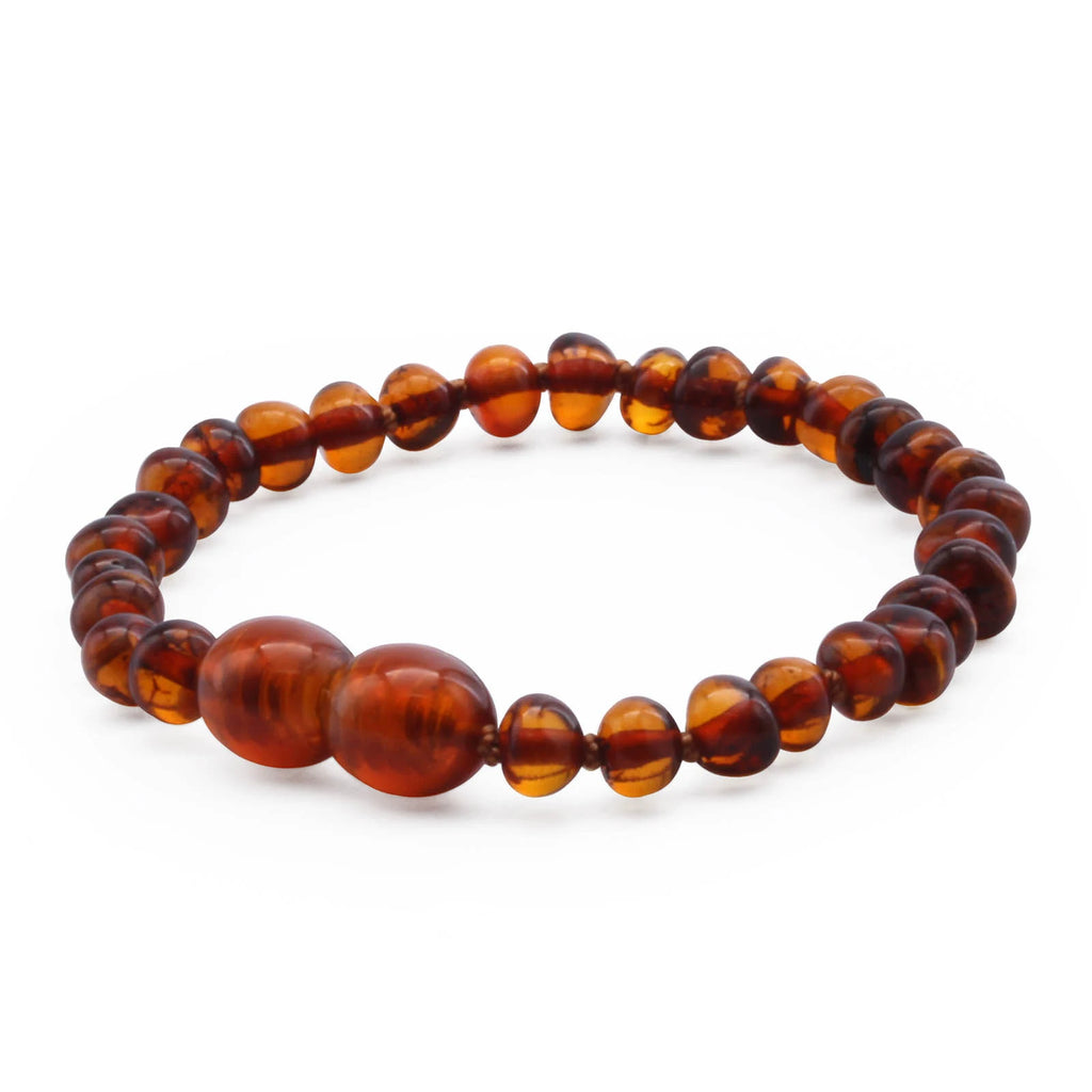 Baltic Amber Teething Bracelet. Baroque Cognac 4mm - BA113