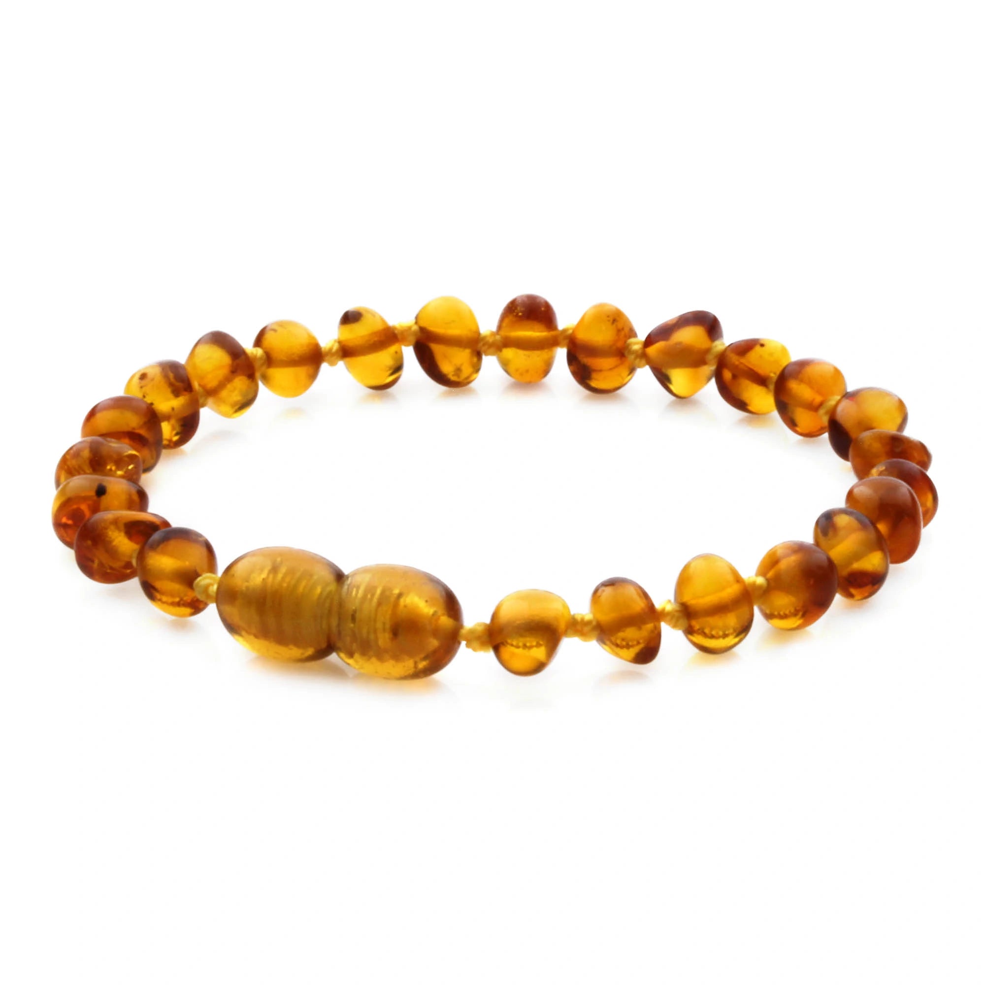 Baltic Amber Teething Bracelet. Baroque Light Cognac 5mm - BA102