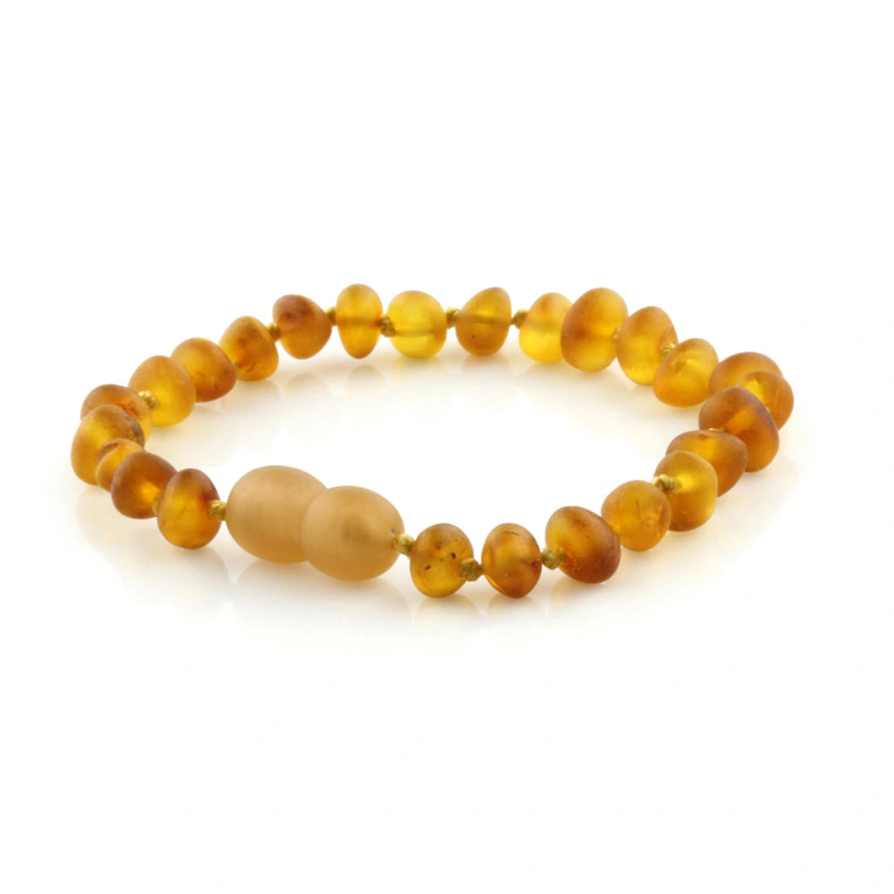 Baltic Amber Teething Bracelet. Baroque Light Cognac 5mm - BA89