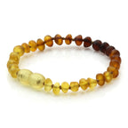Baltic Amber Teething Bracelet. Baroque Rainbow 5mm - BA86