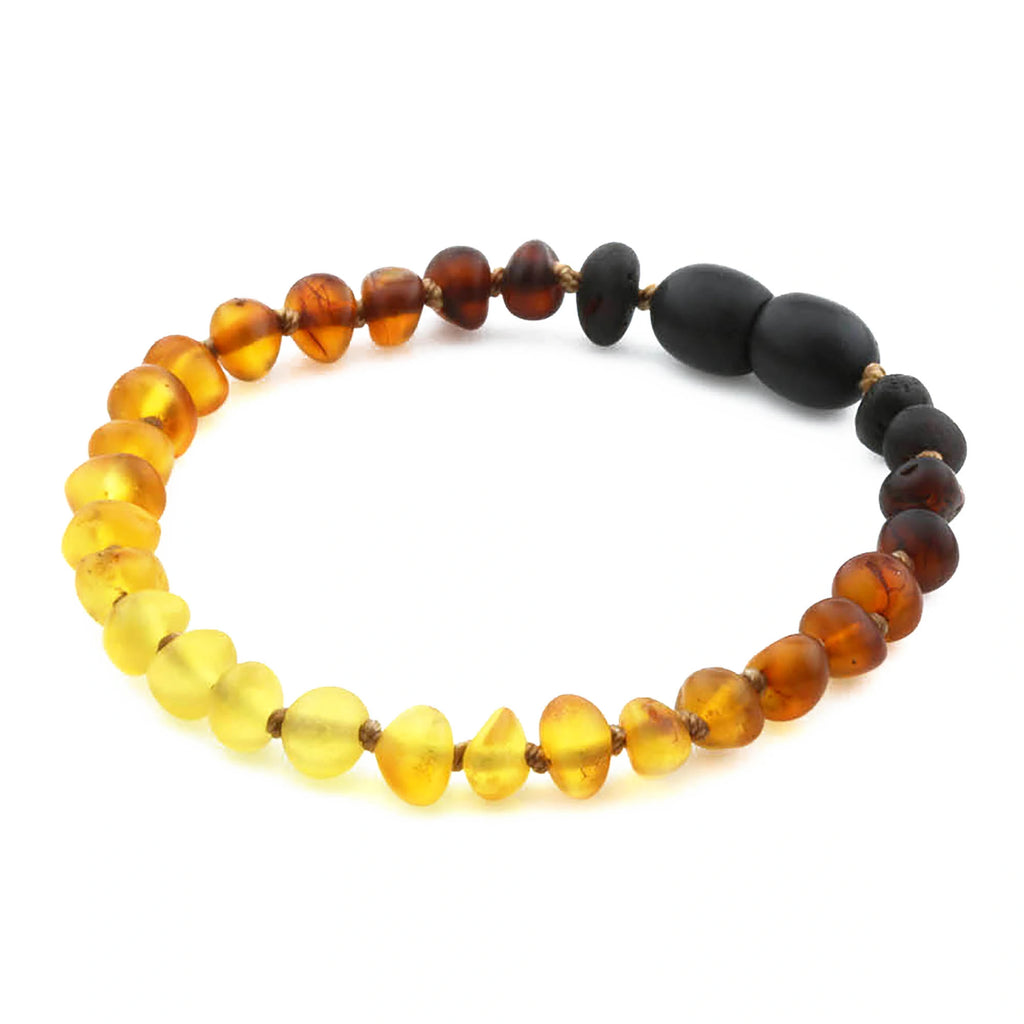 Baltic Amber Teething Bracelet. Baroque Rainbow 5mm - BA91