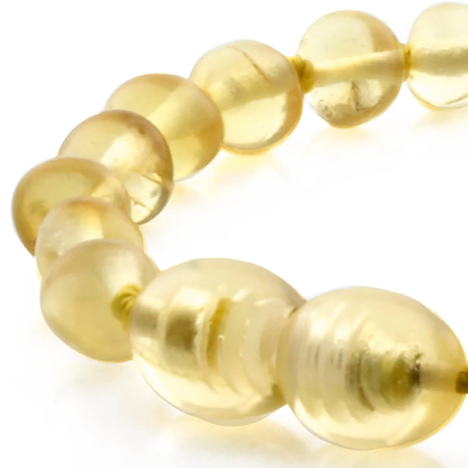 Baltic Amber Teething Bracelet. Baroque Yellow 5mm - BA80