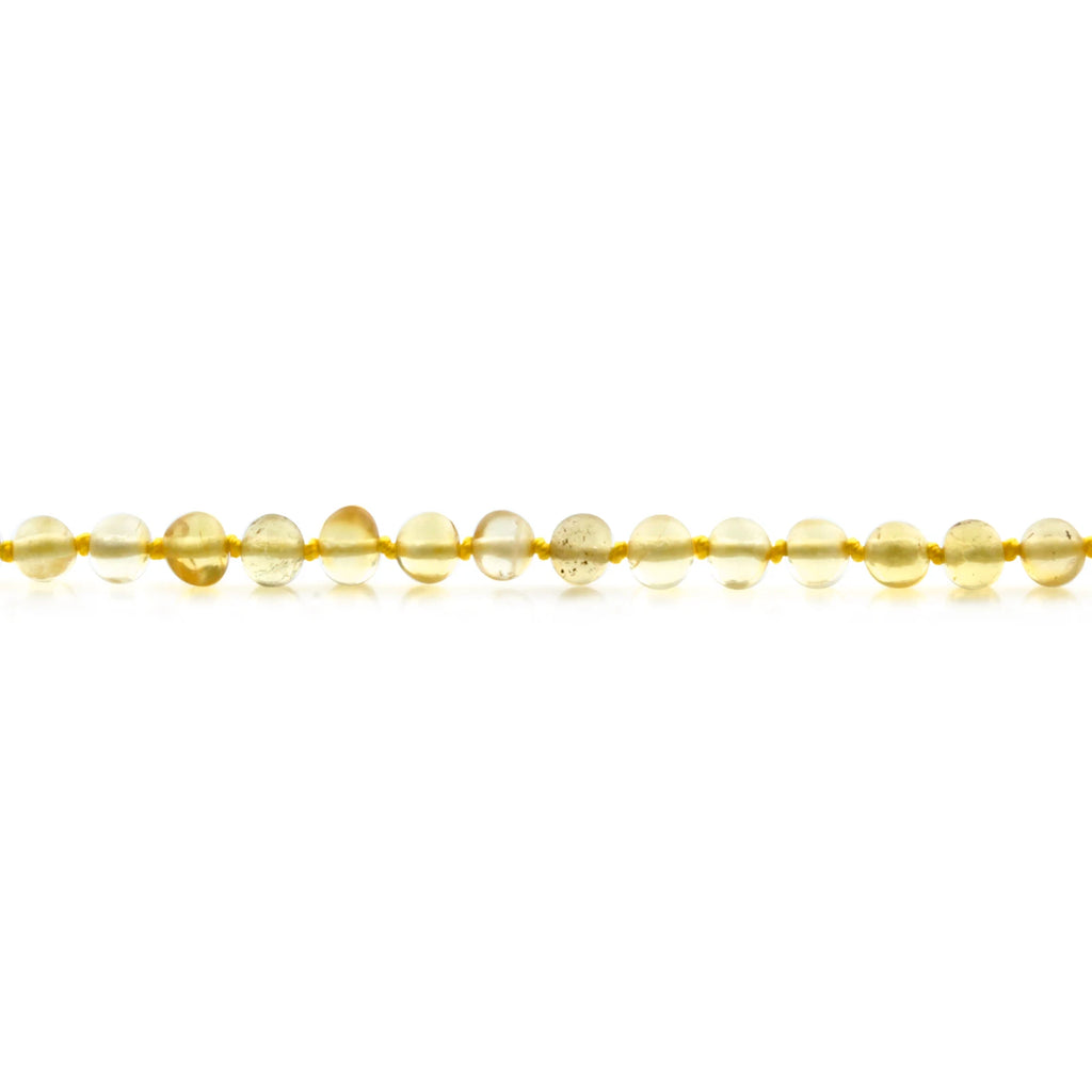 Baltic Amber Teething Bracelet. Baroque Yellow 5mm - BA80