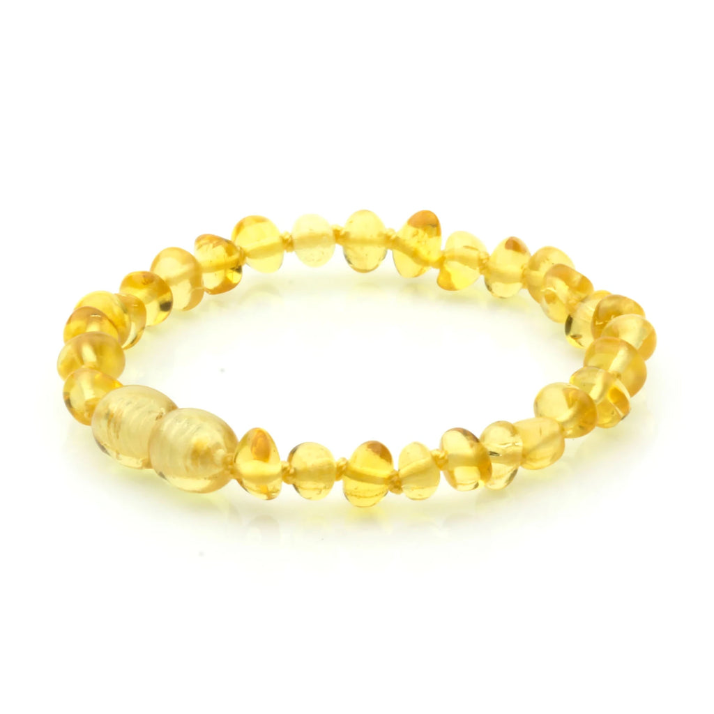 Baltic Amber Teething Bracelet. Baroque Yellow 5mm - BA71
