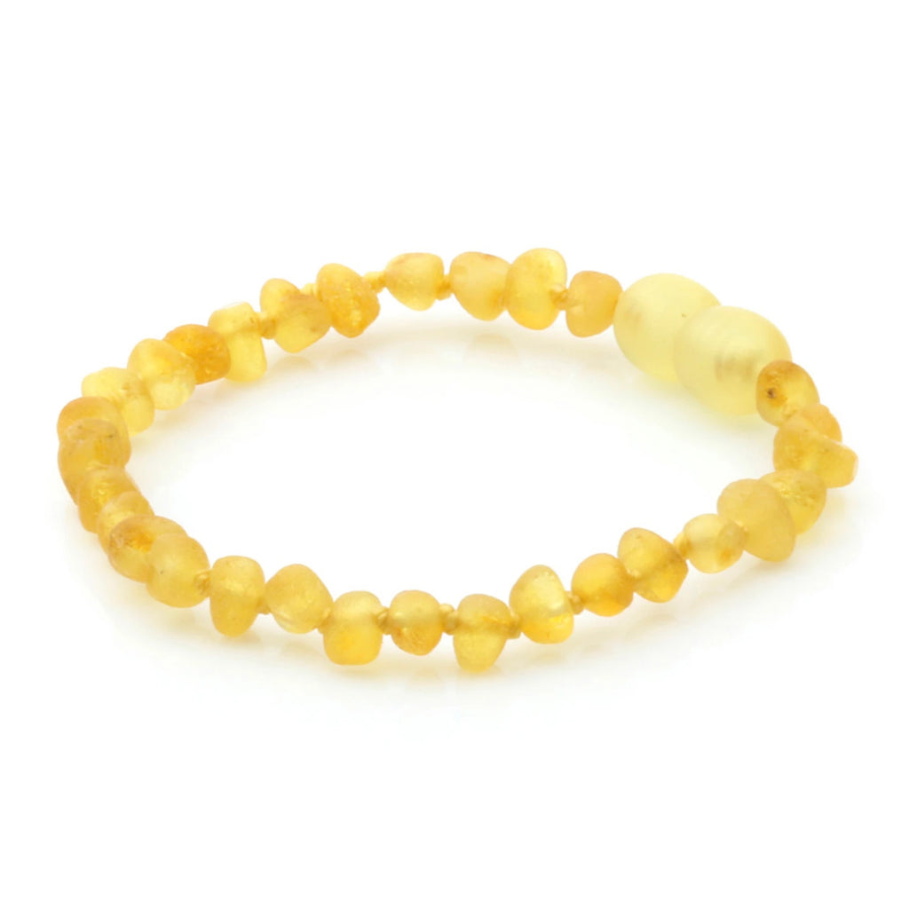 Baltic Amber Teething Bracelet. Baroque Yellow 4mm - BA129