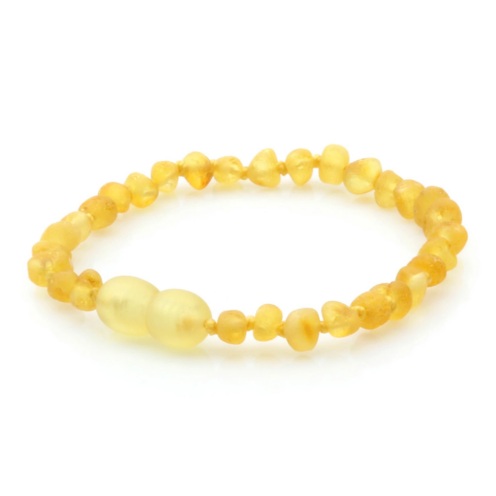 Baltic Amber Teething Bracelet. Baroque Yellow 4mm - BA129