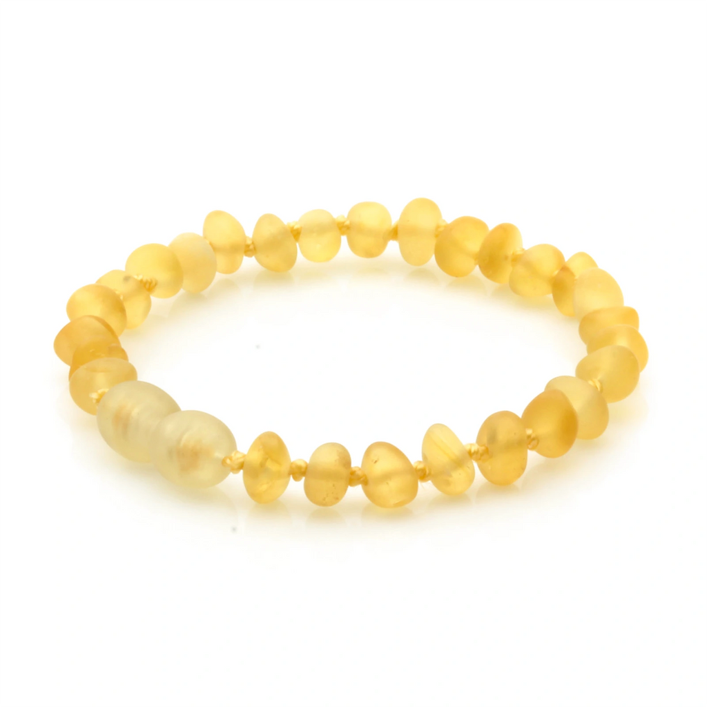Baltic Amber Teething Bracelet. Baroque Yellow 5mm - BA88