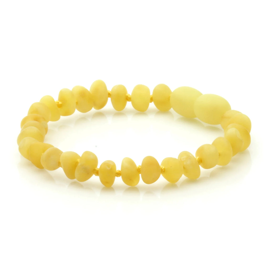Baltic Amber Teething Bracelet. Baroque Milky Yellow 5mm - BA87