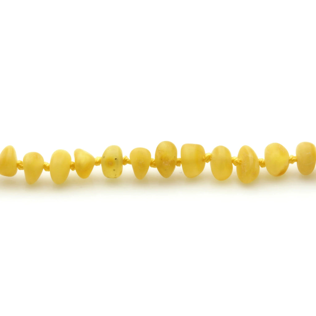 Baltic Amber Teething Bracelet. Baroque Milky Yellow 5mm - BA87