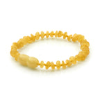 Baltic Amber Teething Bracelet. Roundel Milky Yellow Glossy 4mm - RO97