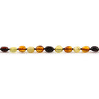 Baltic Amber Teething Bracelet. Olive Multicolor Glossy 5mm - OL61