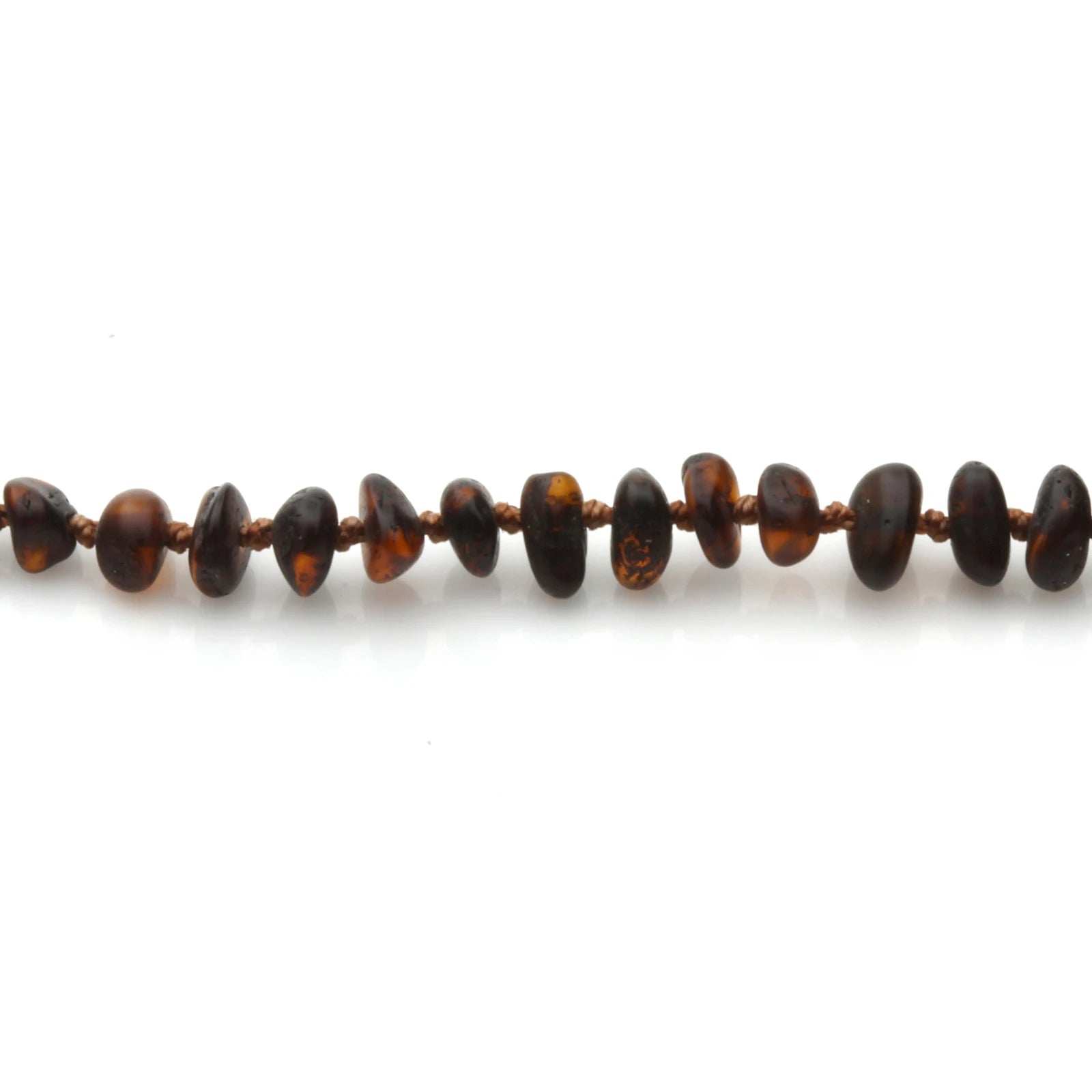 Baltic Amber Teething Bracelet. Roundel Dark Cognac 5mm - RO45