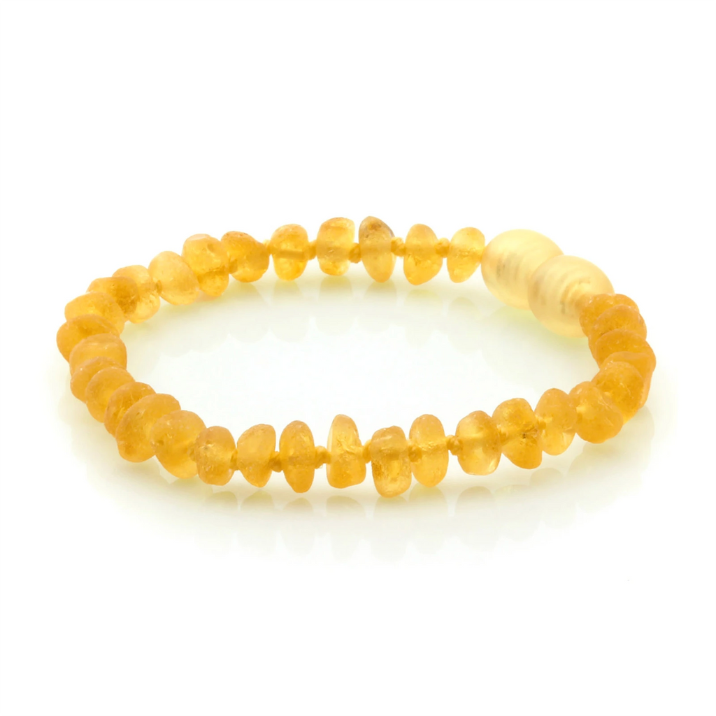Baltic Amber Teething Bracelet. Roundel Yellow 5mm - RO41