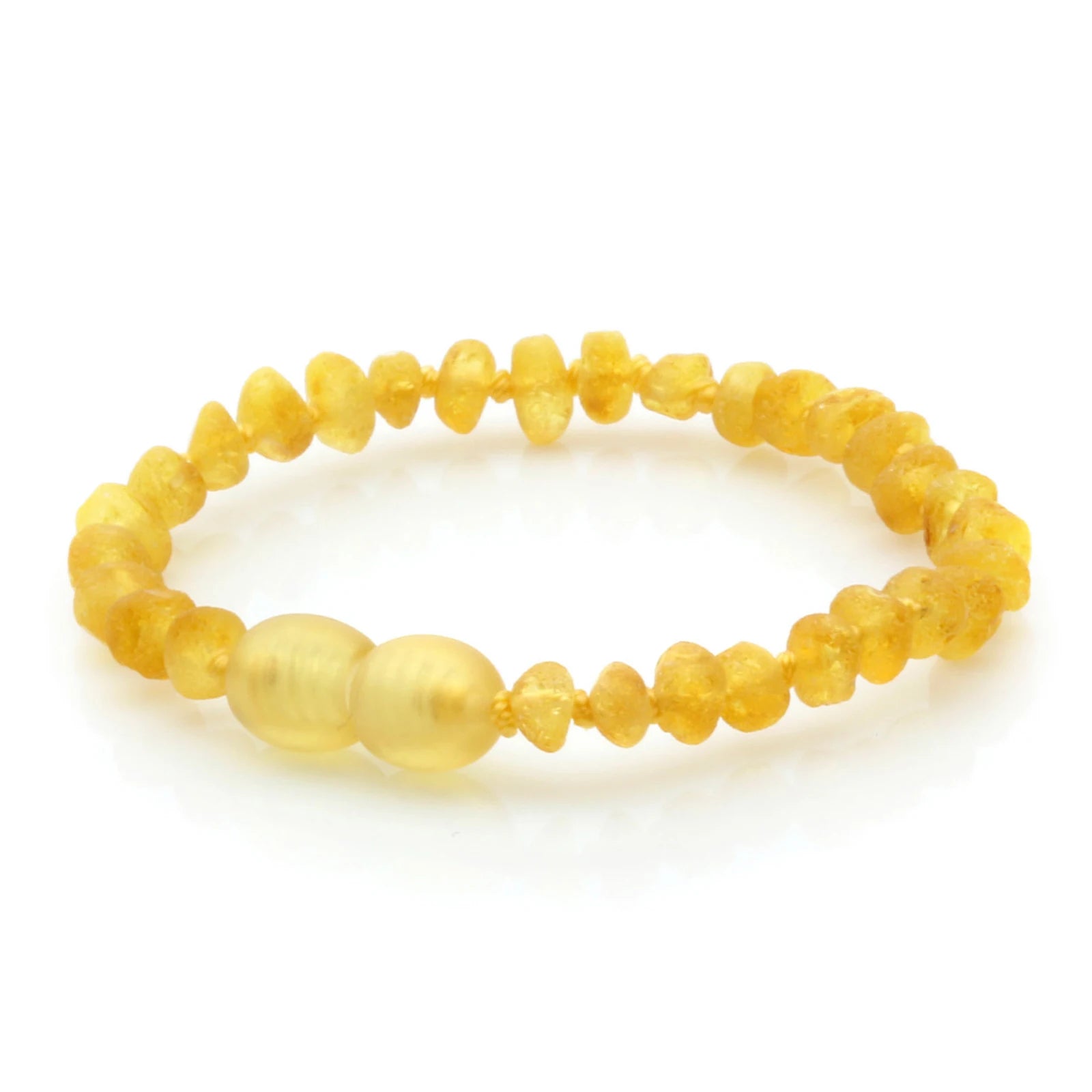Baltic Amber Teething Bracelet. Baroque Yellow 4mm - BA114
