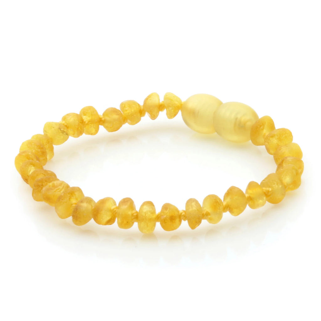 Baltic Amber Teething Bracelet. Baroque Yellow 4mm - BA114