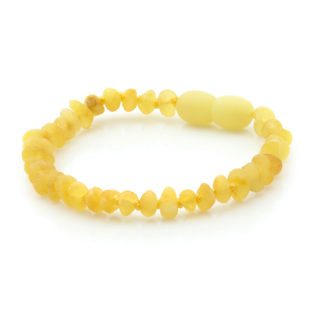 Baltic Amber Teething Bracelet. Baroque Milky Yellow 4mm - BA115