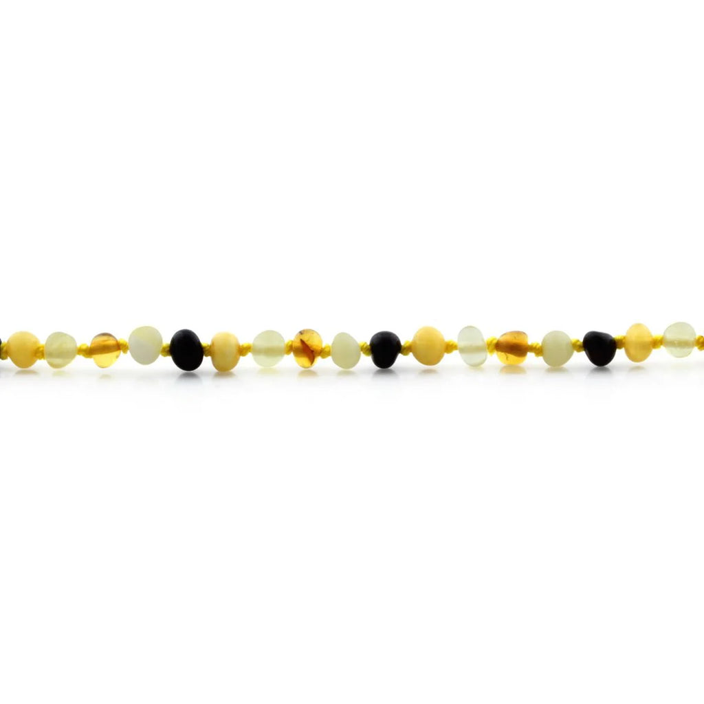 Baltic Amber Teething Necklace. Baroque Multicolour 4mm - BA54