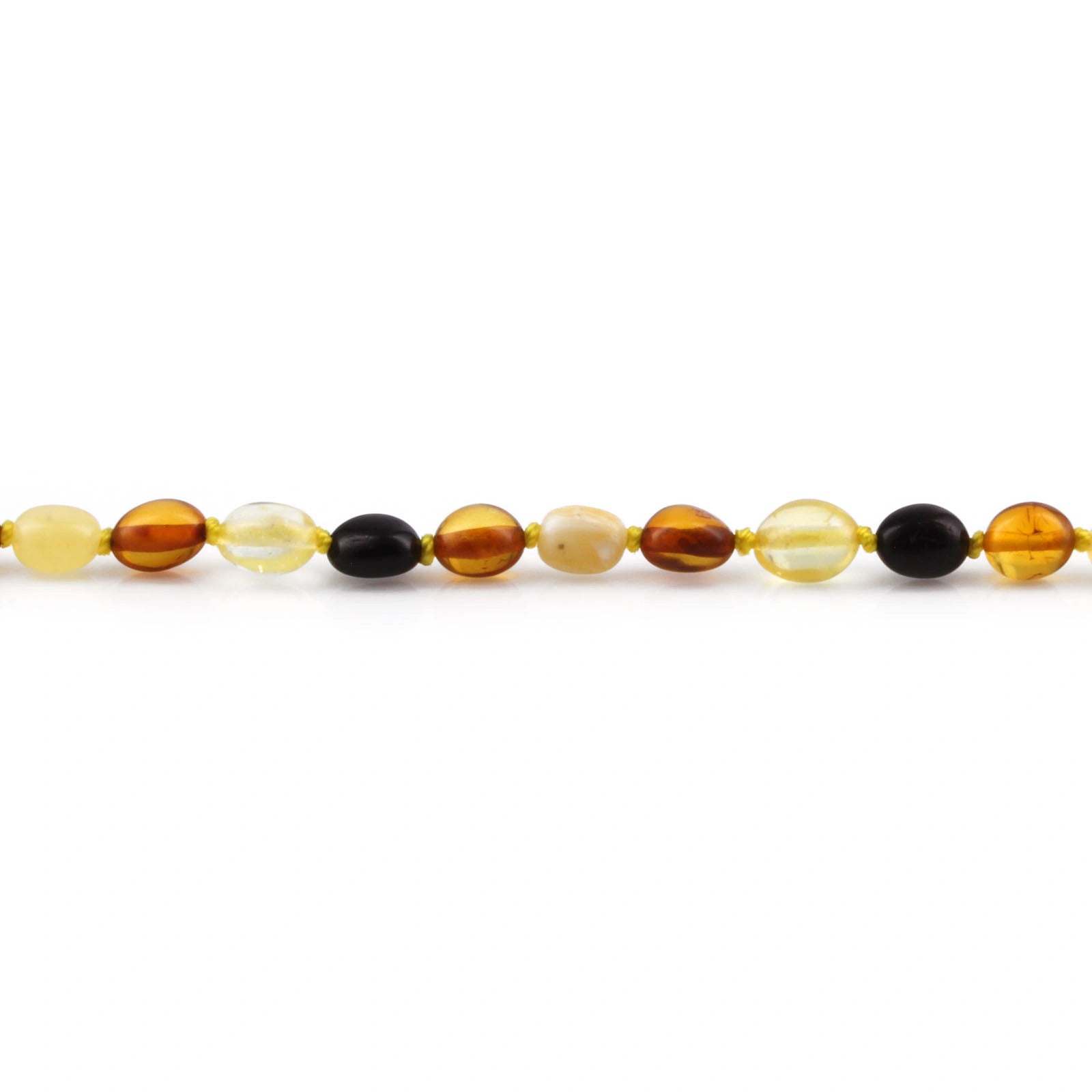 Baltic Amber Teething Necklace. Olive Multicolor Glossy 5mm - OL65