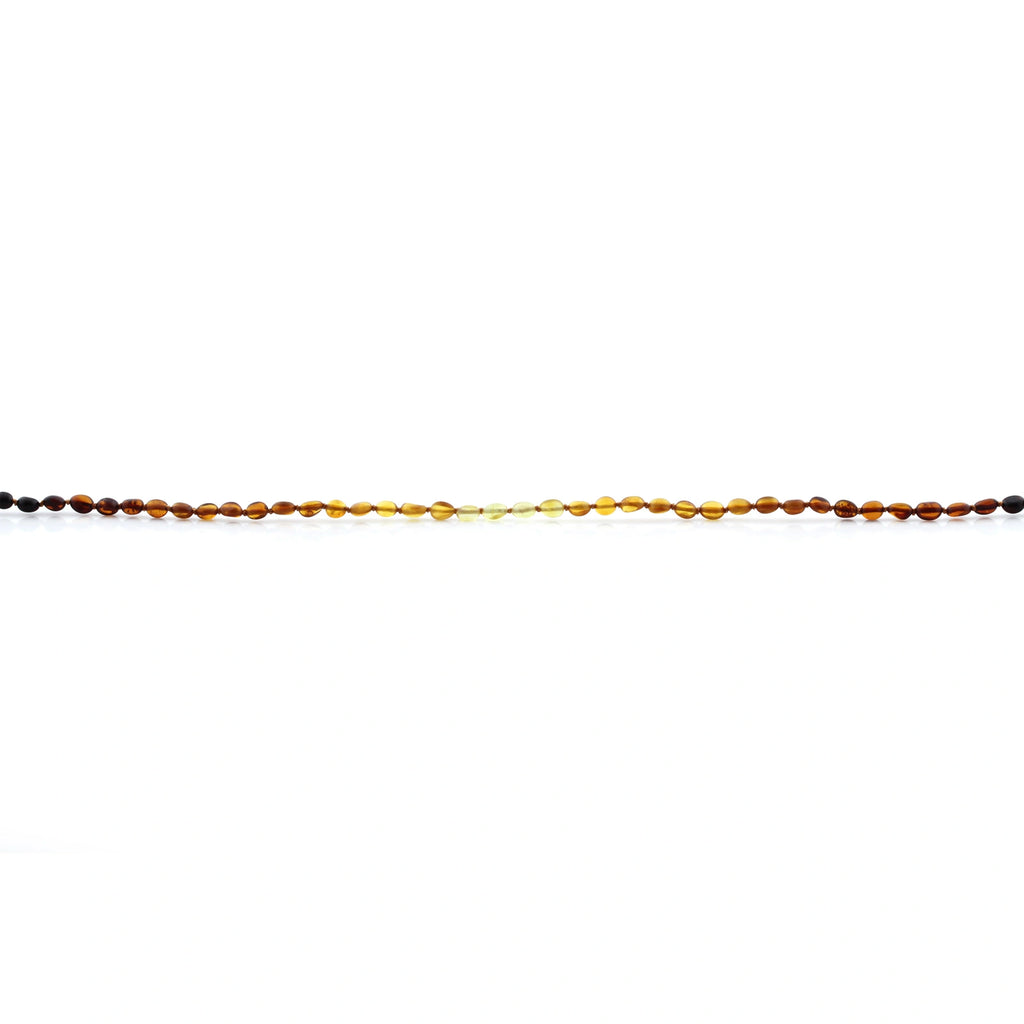 Baltic Amber Teething Necklace. Olive Rainbow Glossy 5mm - OL68