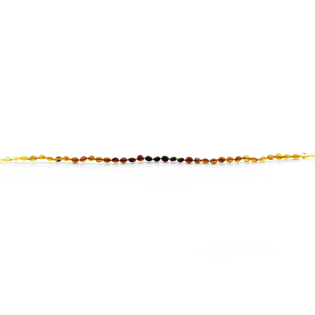 Baltic Amber Teething Bracelet. Olive Rainbow Glossy 5mm - OL66