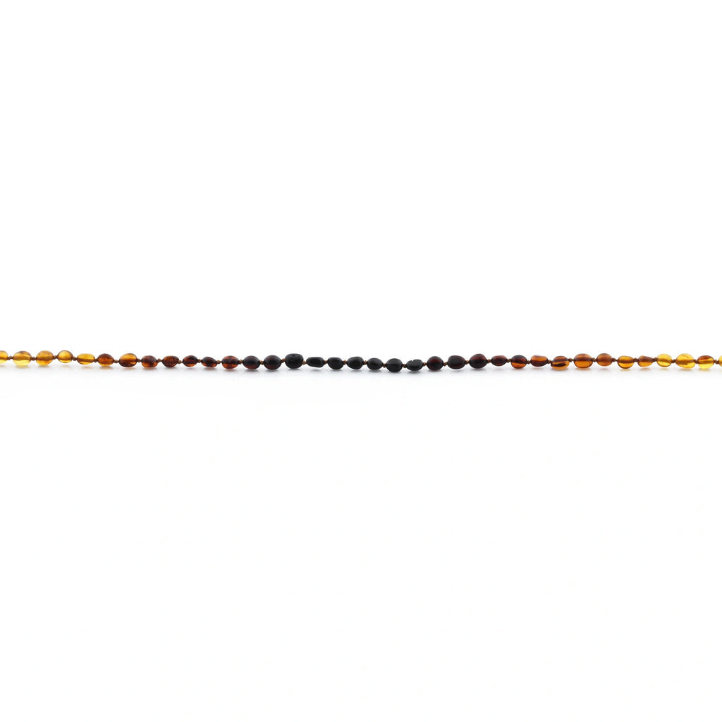 Baltic Amber Teething Bracelet. Olive Rainbow Glossy 5mm - OL60