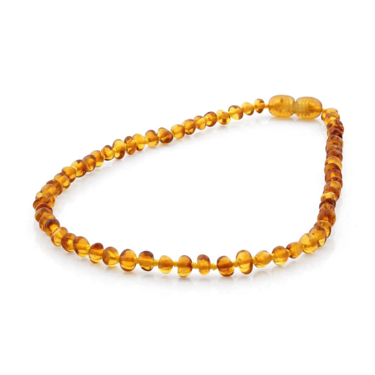 Baltic Amber Teething Necklace. Baroque Light Cognac 4mm - BA44
