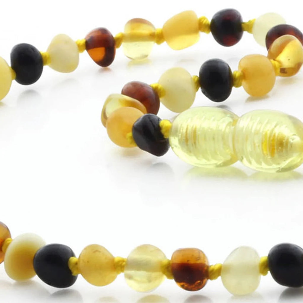 Baltic Amber Teething Necklace. Baroque Multicolour 4mm - BA50