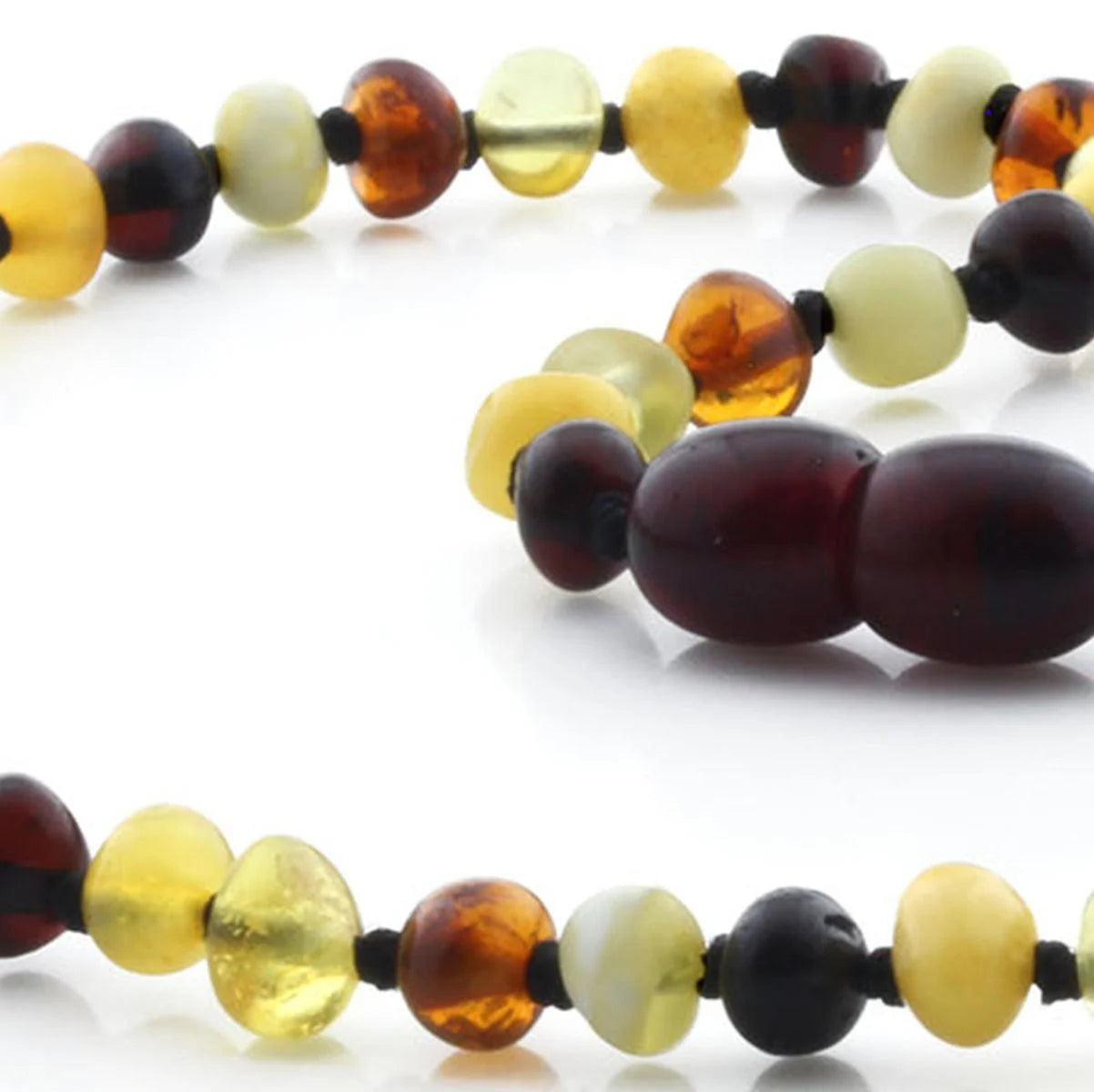 Baltic Amber Teething Necklace. Baroque multicolour 4mm - BA52