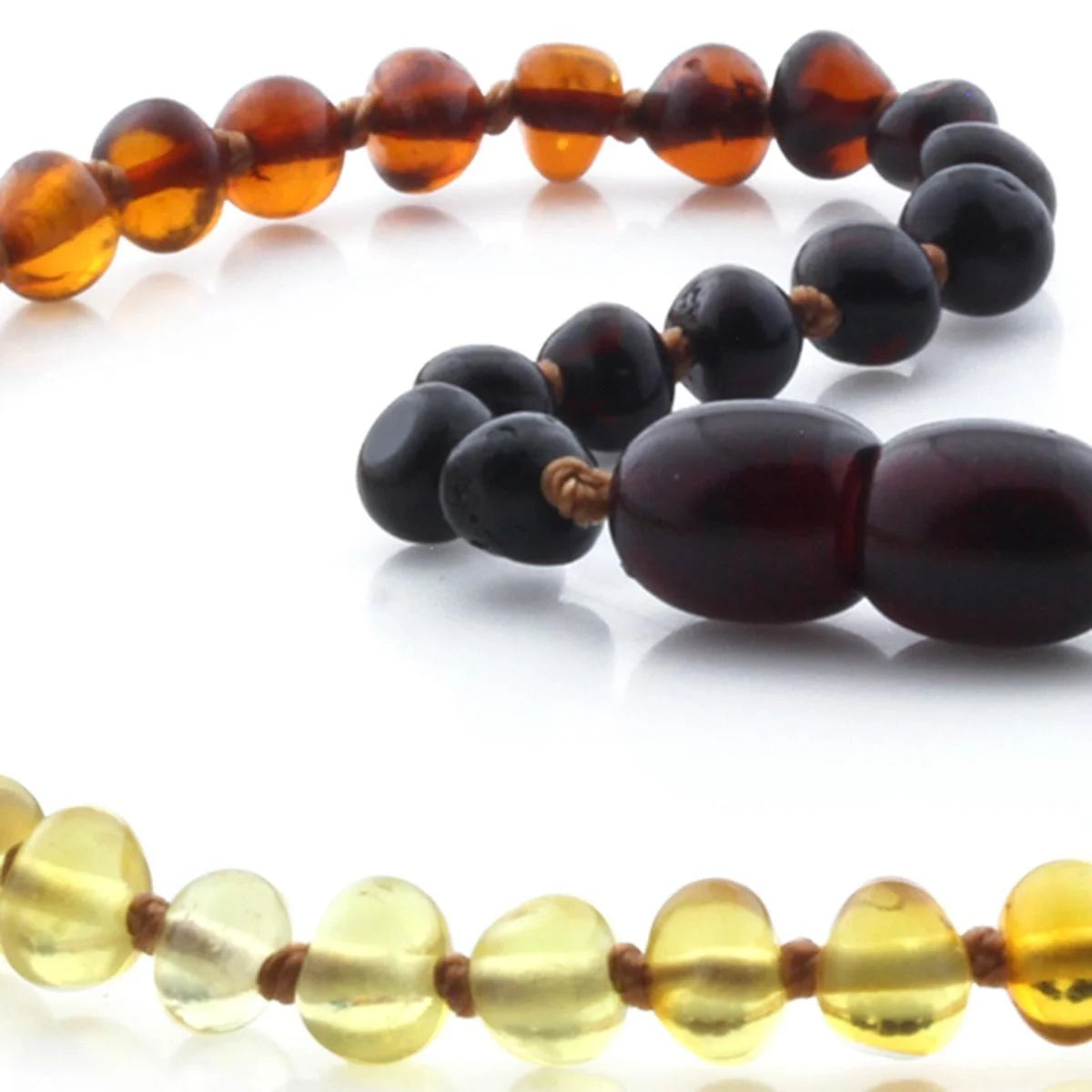 Baltic Amber Teething Necklace. Baroque Rainbow 4mm - BA48