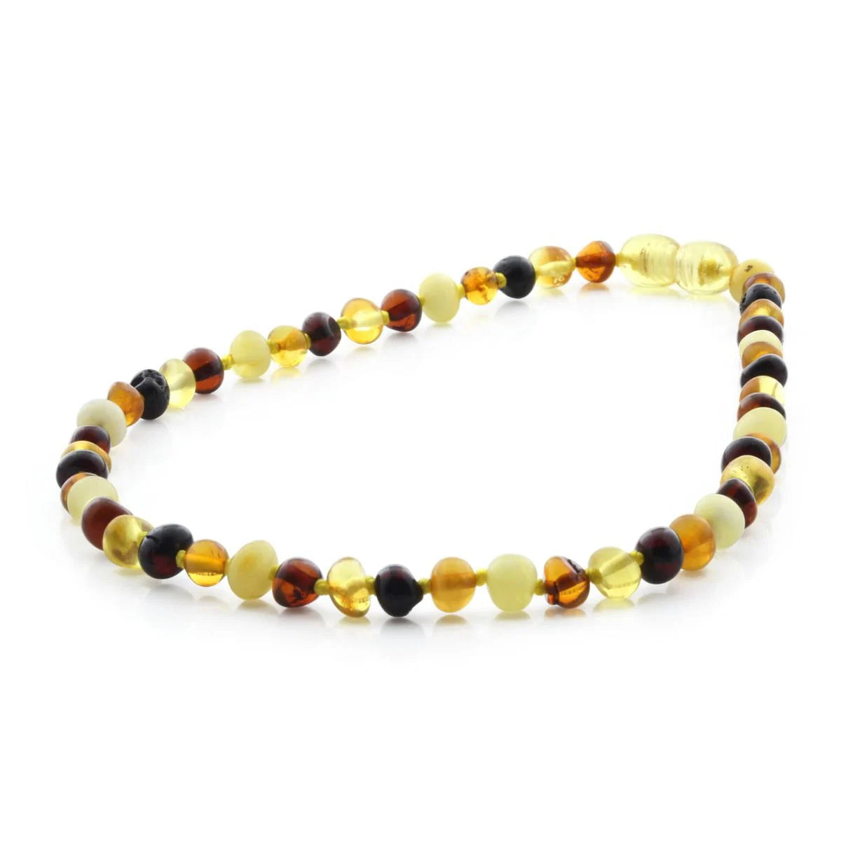 Baltic Amber Teething Necklace. Baroque Multicolour 5mm - BA16