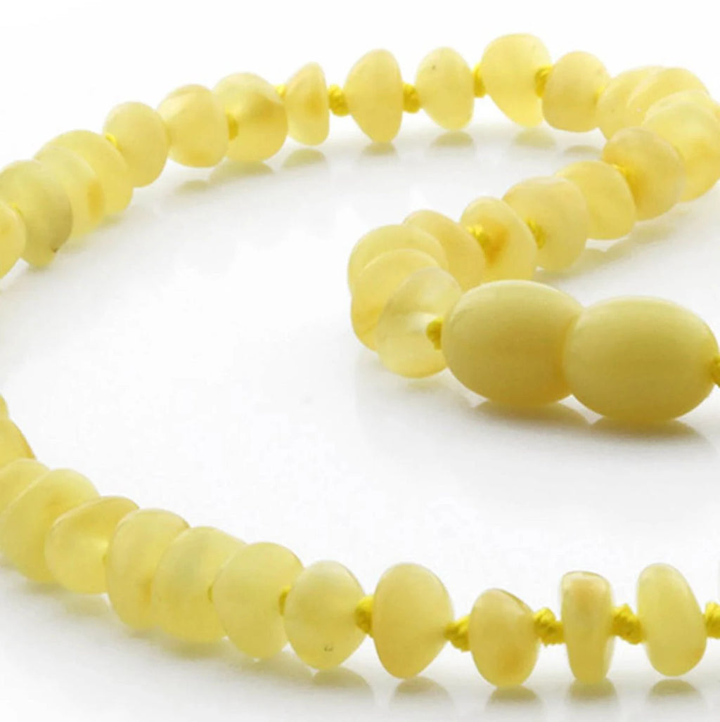 Baltic Amber Teething Necklace. Roundel Milky Yellow 5mm - RO77