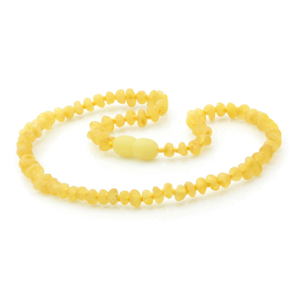 Baltic Amber Teething Necklace. Baroque Milky Yellow 4mm - BA59