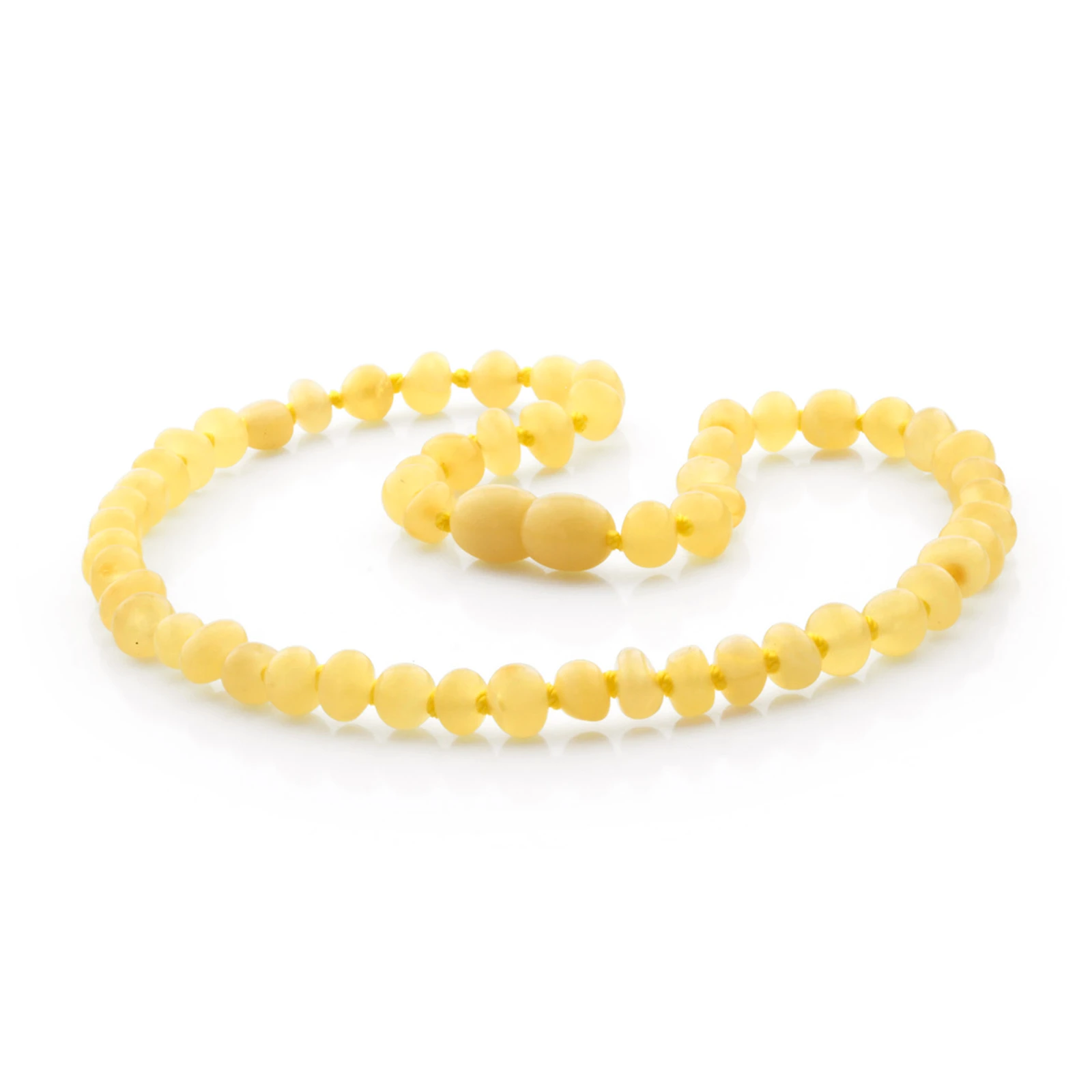 Baltic Amber Teething Necklace. Baroque Milky Yellow 5mm - BA11
