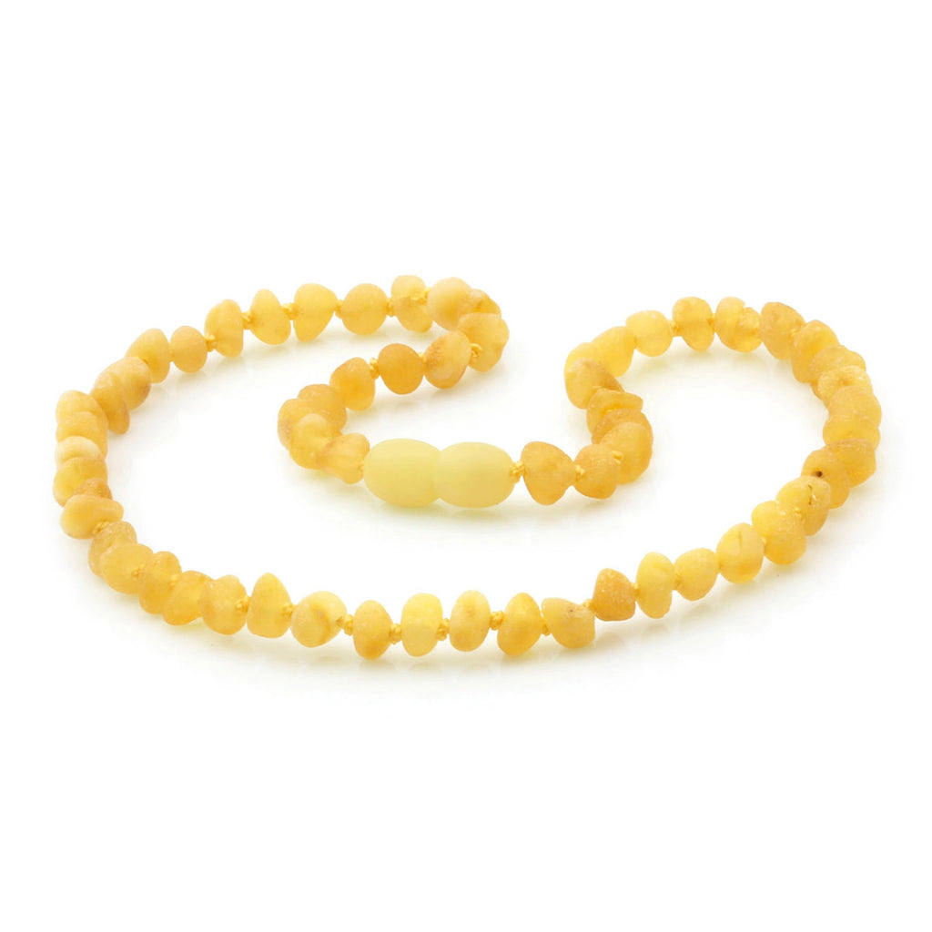 Baltic Amber Teething Necklace. Baroque Milky Yellow 5mm - BA38