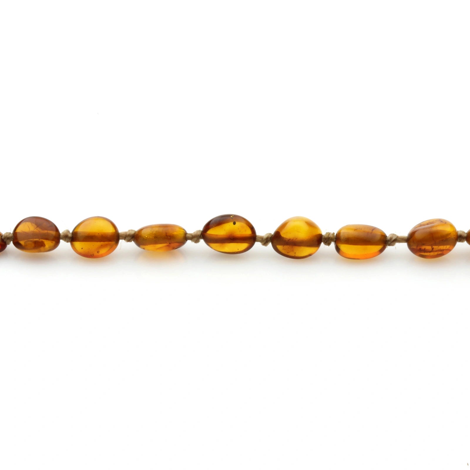 Baltic Amber Teething Necklace. Olive Cognac Glossy 5mm - OL6